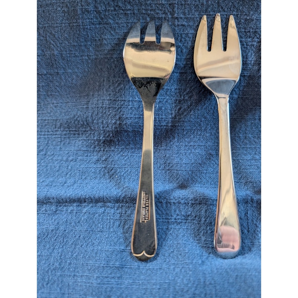 Set of 4! Vintage Sheffield England Silver Plated Forks 5" Hors d'oeuvre Seafood - Picture 4 of 5